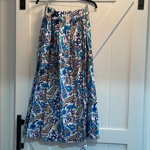 Talbots Blue and White Floral Paisley Maxi Skirt